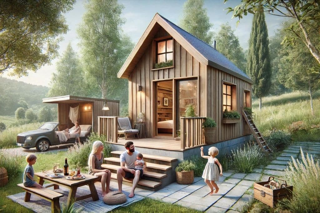 Living in a Cabin Style Tiny House with a Bedroom Basement